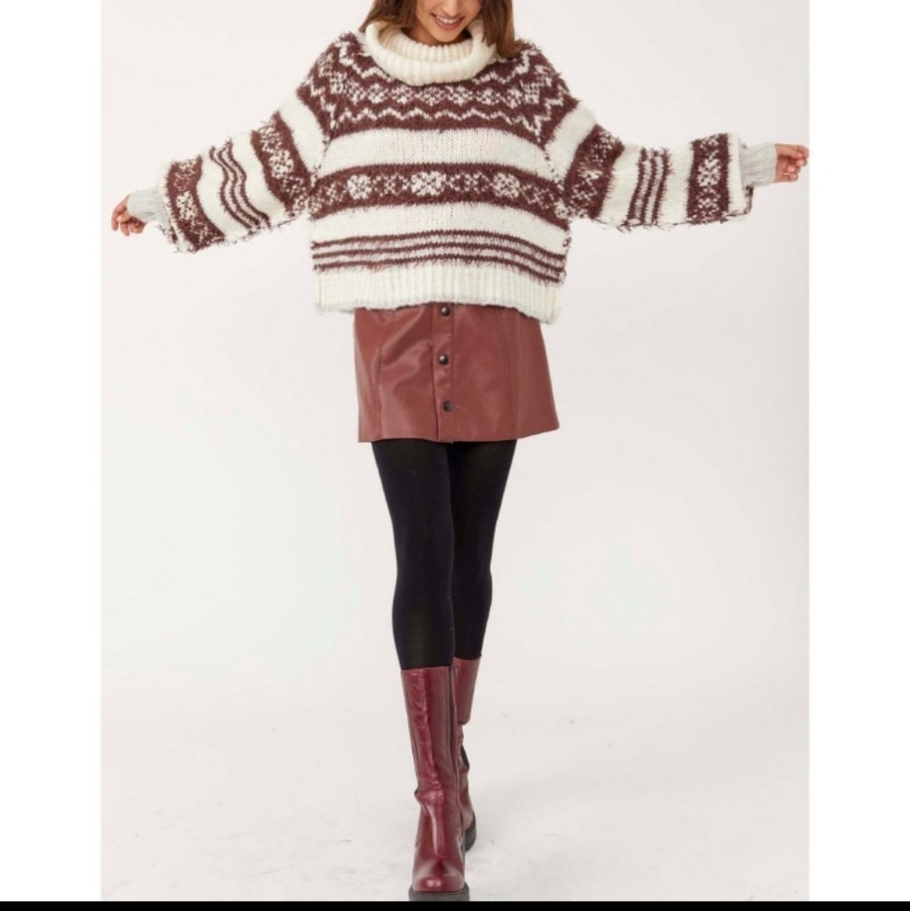 New Free People Check Me Out Pullover / Winter Fog Sweater XL